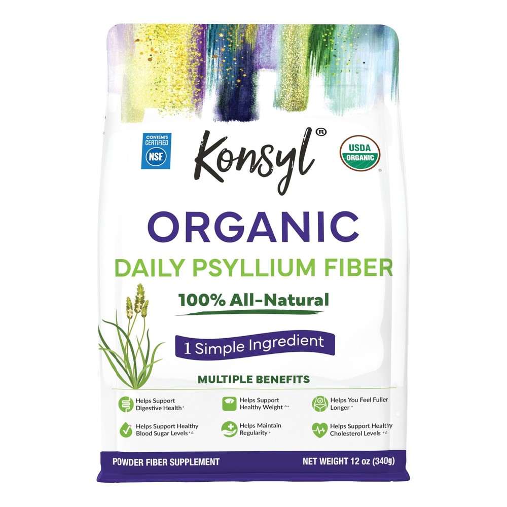 Konsyl USDA Organic Psyllium Husk Powder – 12oz, 60 Servings, Natural Unflavo…