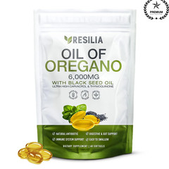 Resilia Softgels with Black Seed Oil 6000mg – Organic Oregano Oil Capsules fo…