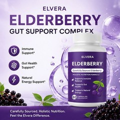 Enhanced Elvera Elderberry Gut Support Complex – Organic Black Elderberry Soft C