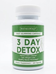 WellnessWays 3 Day Detox. Fast Slimming Capsule Herbal Colon Cleanse 60 Capsules