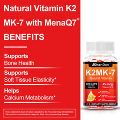 Amer Don Vitamin K2 MK-7 45 mcg, 300 Softgels – Gluten Free and Non-GMO MK7