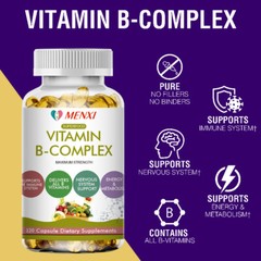 Vitamin B Complex,Vitamins B1,B2,B3,B5,B6,B8,B12,Energy, Metabolism Aid 10-120PC