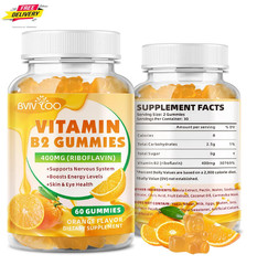 Vitamin B2 Gummies – Riboflavin 400mg for Kids & Adults, Migraine Relief & Heada