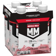 Muscle Milk Genuine Protein Shake Strawberries ‘n Crème, 11 fl oz Carton, 4 Pk