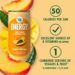 Energy Peach Mango Energy Drink, 8 fl oz Can (12 Pack)