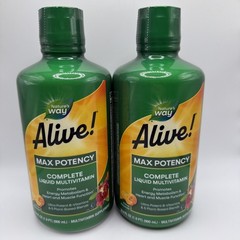 2 BOTTLES Nature’s Way Alive! Max Potency Liquid Multivitamin 30 Oz.Citrus