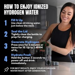 EVOLV Hydrogen Water Bottle Generator SPE PEM 5PPM 8oz