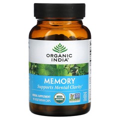 Organic India Memory Mental Clarity 90 Veggie Caps Gluten-Free, Organic, Vegan,