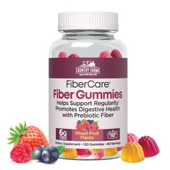 Country Farms Fiber Care Prebiotic Gummies, 6g 120 Count (Pack of 1), Multi