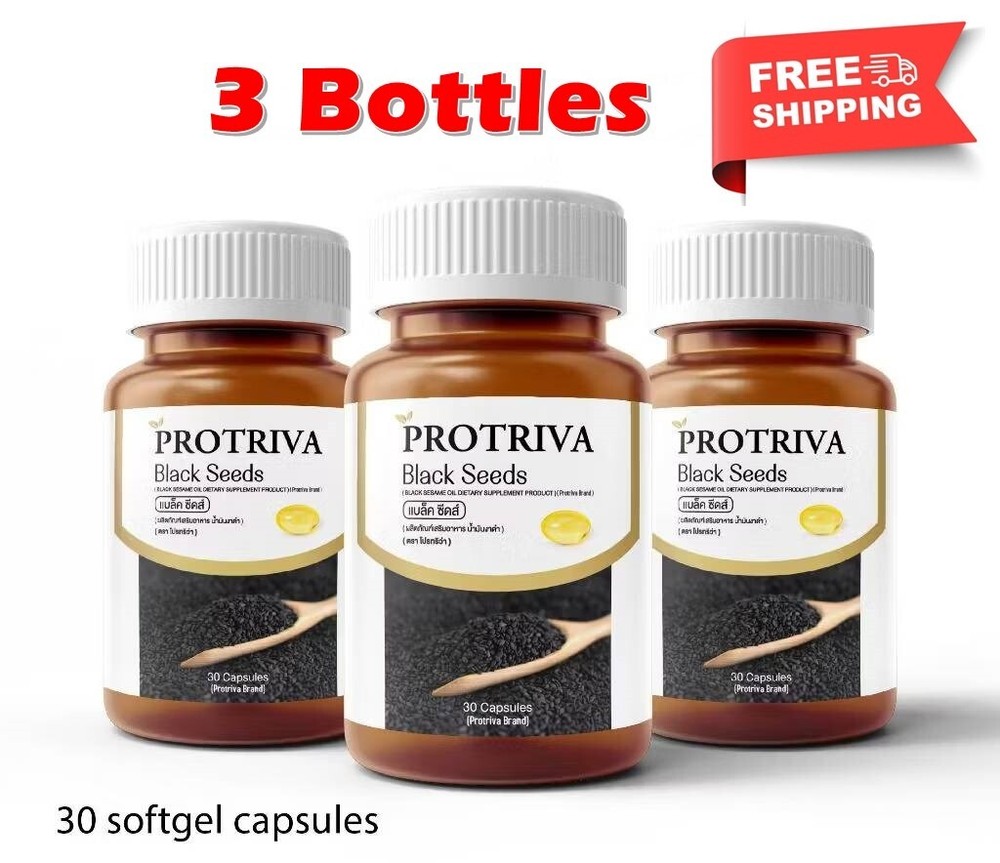 3X Protriva Black Seeds Sesame Oil Cold Pressed Dietary Supplement 30 Capsules