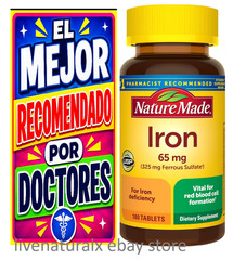 180 Tabletas De Hierro 65mg Con Vitaminas Mejor Pastillas Para Mujeres Y Hombres