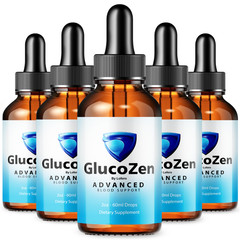 (5 Pack) GlucoZen Advanced Drops Gluco Zen Blood Sugar Liquid Supplement (10 oz)