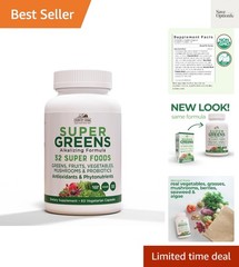 Alkalizing Super Greens Vegicaps – 32 Superfoods for Immune Support – 60 Caps