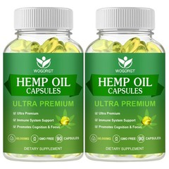 (2Pack) Hemp Oil Capsules – 60,000 Maximum Strength, 90 Count (Pack of 2)