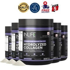 5 Pack I.nlife Collagen Peptides Powder Type 1 & 3 200g