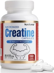 Nutribota Micronized Creatine Monohydrate Capsules – 5 grams per serving – 150ct