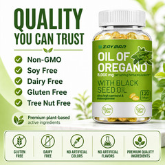 2 in 1 Oil of Oregano & Black Seed Softgels Count with Carvacrol,Immune Support