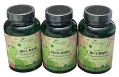 Vegavero Organic Vegan Lion’s Mane Mushroom Extract 14000mg 120 Capsules x 3