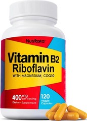 Vitamin B2 Riboflavin 400mg Migraine Support with Magnesium & CoQ10 – 120ct.