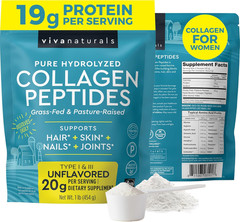 Viva Naturals Collagen Peptides Powder – Grass-Fed Hydrolyzed Bovine, Type I & I