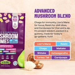 Natural Mushroom Supplement Gummies Ashwagandha Shiitake 80 Counts Fruit Flavor