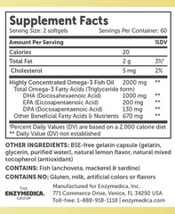 Enzymedica Aqua Biome Omega-3 Fish Oil Max Strength 120 Softgels