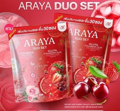 2 X Araya Duo Set Ceramide Collagen Strawberry Plus Drink Powder 30 Sachets