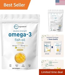 Omega 3 Fish Oil Supplements 3,000mg Per Serving, 240 Softgels | Lemon Flavor…
