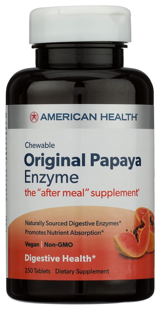 Original Papaya Enzyme Chewable Tablets By American Health 250 Count 1 Pack