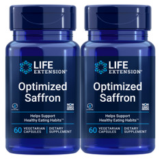 LIFE EXTENSION Optimized Saffron 88.5mg 2X60Caps std. to 0.3% safranal Satiereal