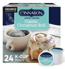 (3-pack) Cinnabon Classic Cinnamon Roll Light Roast K-Cup Coffee Pods, 24 Ct