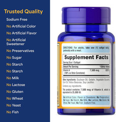 Beta Carotene Provitamin a 7,500Mcg (25,000 IU), Vitamin Supplement for Immun…