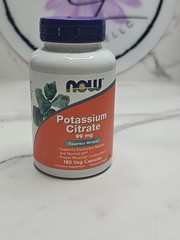 NOW Foods Supplements, Potassium Citrate 99 mg, 180 veg Capsules. Exp 05/2028