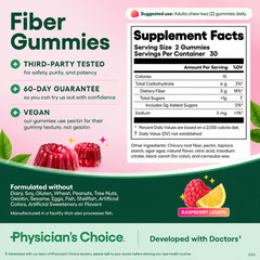 Physician’s Choice Prebiotic Fiber Gummies 5g Zero Sugar Vegan Gut Regularity