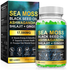 Sea Moss Gummies, SeaMoss Gummy with Black Seed Oil,Ashwagandha,Natural Ingredie