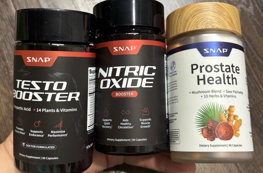SNAP Testo + Nitric Oxide Booster Prostate Mushroom + Saw Palmetto 90 Caps