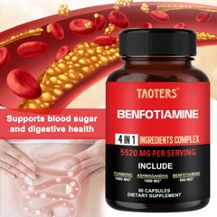 TAOTERS Benfotiamine 600mg – Gluten Free and Non-GMO 60Capsules*2bottles