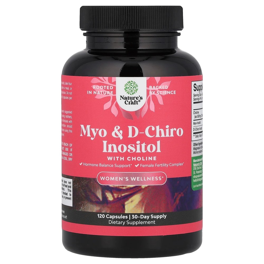 2 X Nature’s Craft, Women’s Wellness, Myo & D-Chiro Inositol with Choline, 120