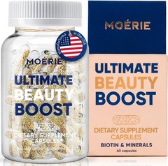 Moerie Hair Boost Supplements – Biotin & Minerals for Hair, Skin & Nails, 60 Cap