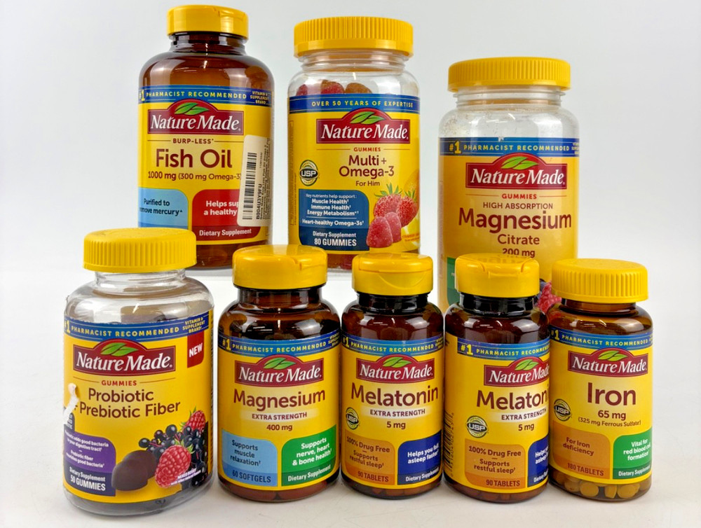 Nature Made Gummie, Softgels & Tablets-Variety 8 Pack *Please read description*