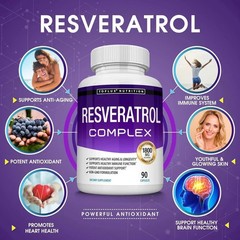 Resveratrol Supplement 1800mg Antioxidant Complex 90 Capsules Men Women