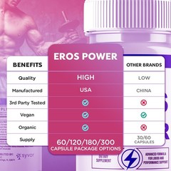 Eros Power Pills for Men Maximum Strength Male Support Formula 120 Capsules