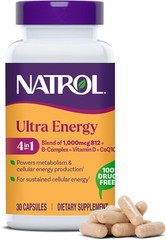 Natrol Ultra Energy 4-in-1 Blend B12, Vitamin B Complex, Vitamin D, CoQ10