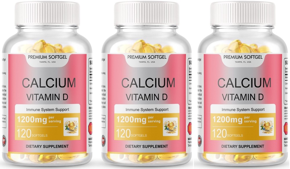 1200mg Calcium with Vitamin D3 (50MCG) Non-GMO Gluten Free 360 Softgel USA