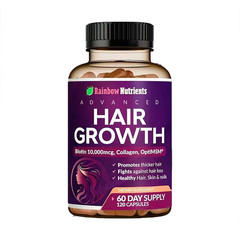 NEW Rainbow Nutrients Premium Hair Growth Vitamins – Biotin 10,000mcg, Collagen
