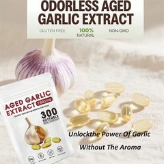 Elare Aged Garlic Extract, 300 Softgels, 7500mg Odorless | Heart & Immune