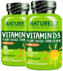 2 PACK lot 180 each NATURELO Vitamin D3 5000 IU Plant Based Lichen Natural RK1