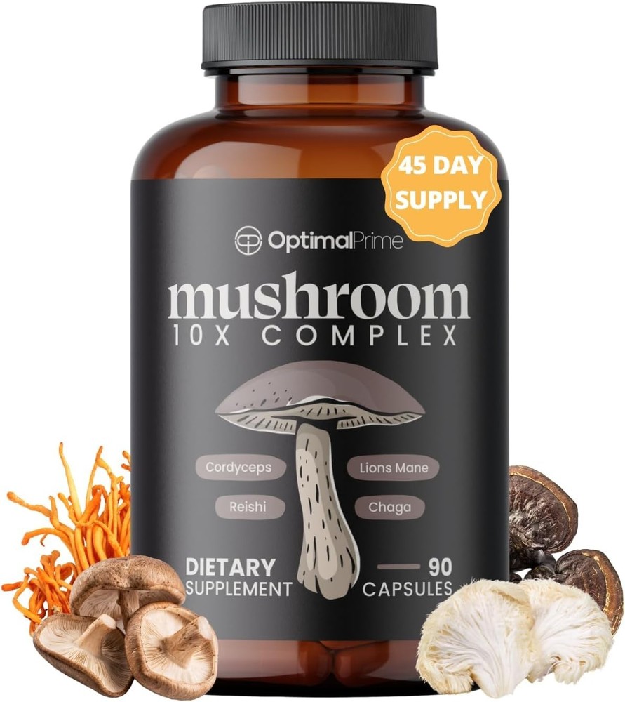 Optimal Prime 10x Mushroom Complex Supplement (90 Caps) Exp:07/28
