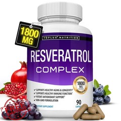 Resveratrol Supplement 1800mg Antioxidant Complex 90 Capsules Men Women