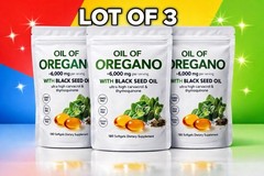 Lot Of 3 Oregano Oil 6,000mg With Black Seed Oil 540 Total Softgels 12/2026.